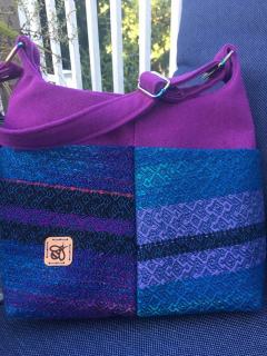 Handmade purse with woven fabric