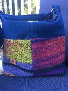 Handmade purse with woven fabric