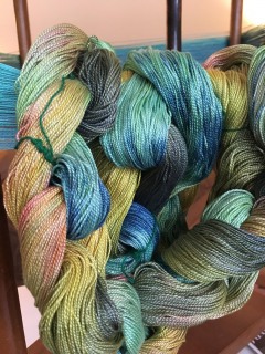 Dyed threads ready for weaving