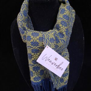 navy and green woven scarf